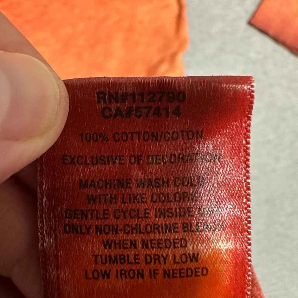 True Religion  Slub Acid Wash Long Sleeve Henley Shirt Orange Mens XL
